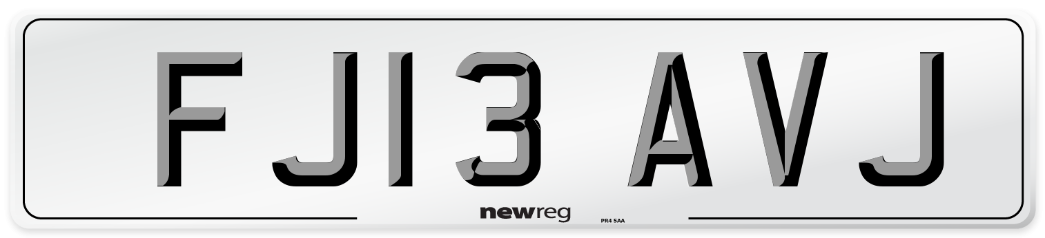 FJ13 AVJ Number Plate from New Reg